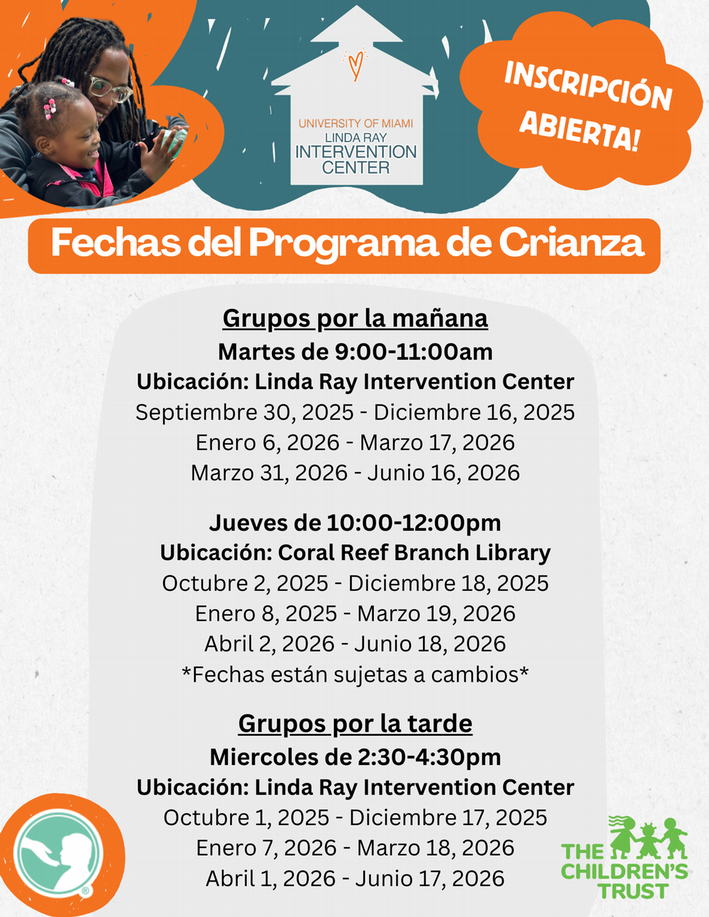 parenting program dates and times (Spanish)